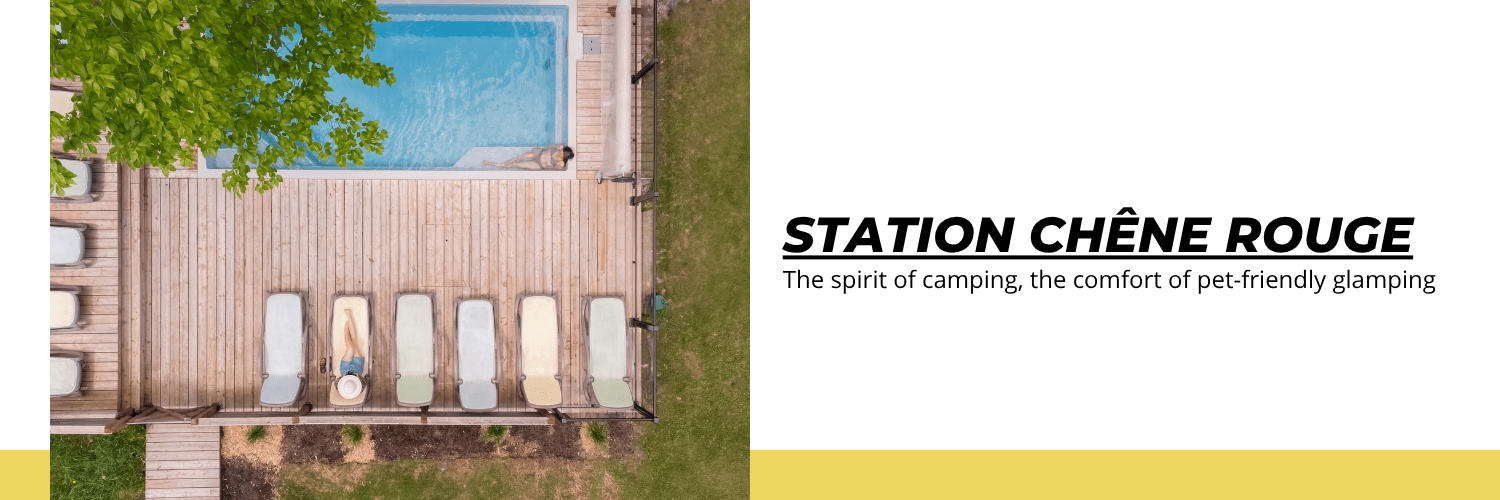 Bannière publicitaire de Station Chêne Rouge dans les Cantons-de-l'Est.